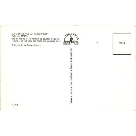 Covered Bridge Parsonfield Porter Maine Postcard Travel Souvenir Unposted - Picture 2 of 2